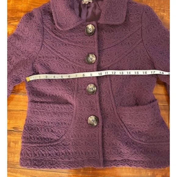 Sashimi Women Y2K Office Purple Textured Wool-Blend Button-Up Fitted Jacket M - Picture 7 of 8